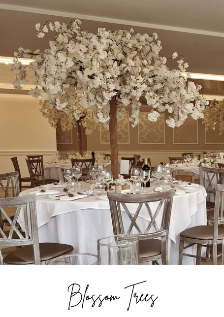 Tall wedding cherry blossom table centre pieces to hire in Cheshire and Manchester