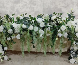 White and Green Wedding Top Table Floral Display 