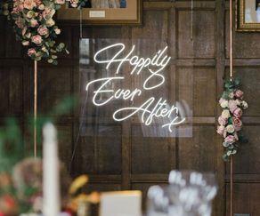 Happily Ever After Neon Sign & Copper Frame to Hire in Cheshire