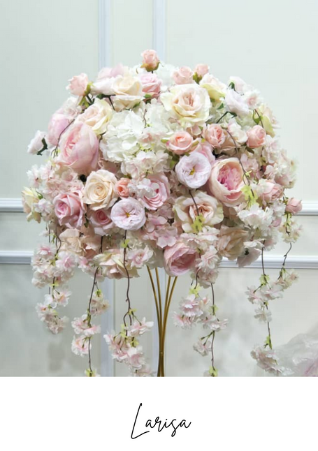 Pale pink and white flowerball wedding table floral centre pieces to hire in Cheshire and Manchester