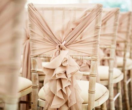 Wedding blush pink chiffon ruffles chair styling in Cheshire 