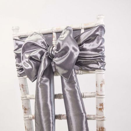Silver Taffeta Chair Sash